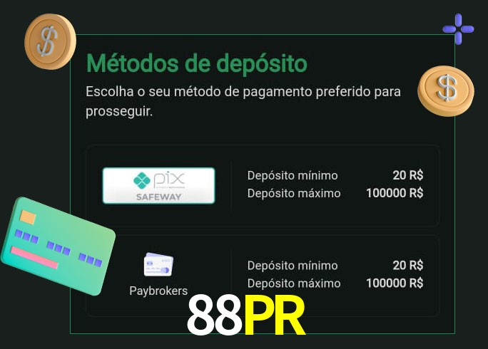 O cassino 88PR oferece uma grande variedade de métodos de pagamento